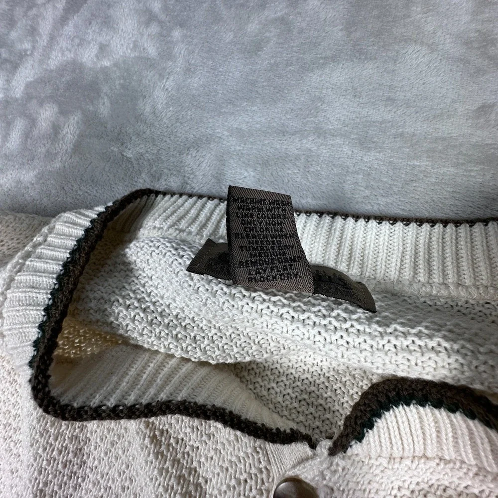 Cedar Falls Henley Sweater Mens Size Medium Ivory Knit Embroidered Deer Wildlife